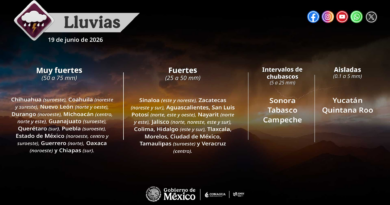 Para este día se pronostican lluvias muy fuertes en zonas de 12 entidades del país