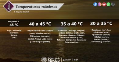 Temperaturas máximas superiores a 45°C se prevén en el noreste de Baja California y el sur de Sonora