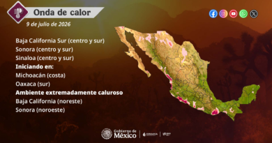 Se prevé ambiente vespertino extremadamente caluroso con temperaturas superiores a 45°C en el noreste de Baja California y noroeste de Sonora