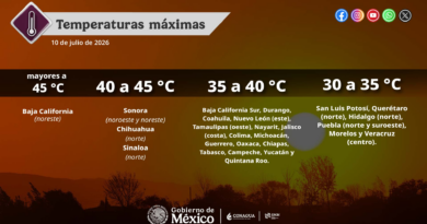 Continuará el ambiente de caluroso a muy caluroso en el noroeste y norte del país, y persistirá la onda de calor en zonas de Baja California Sur, Sonora, Sinaloa, Michoacán y Oaxaca