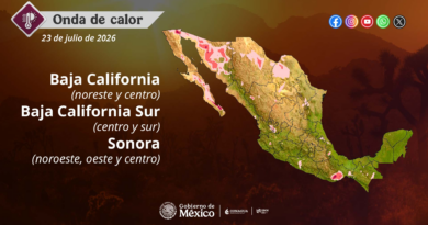 Continuará el ambiente vespertino de caluroso a muy caluroso el norte del país, persistiendo la onda de calor en zonas de Baja California, Baja California Sur y Sonora