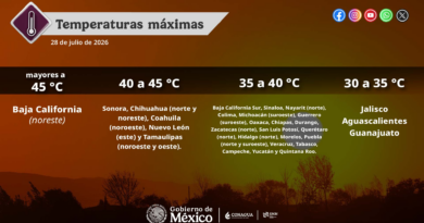 Se prevén temperaturas máximas superiores a 45°C en Baja California; de 40 a 45°C en Sonora