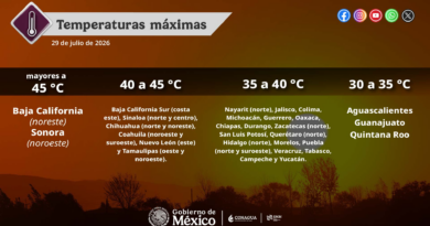 Continuará el ambiente extremadamente caluroso con temperaturas superiores a 45°C en zonas de Baja California y Sonora