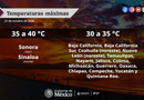 Se prevén temperaturas máximas de 35 a 40 grados Celsius en Sonora y Sinaloa